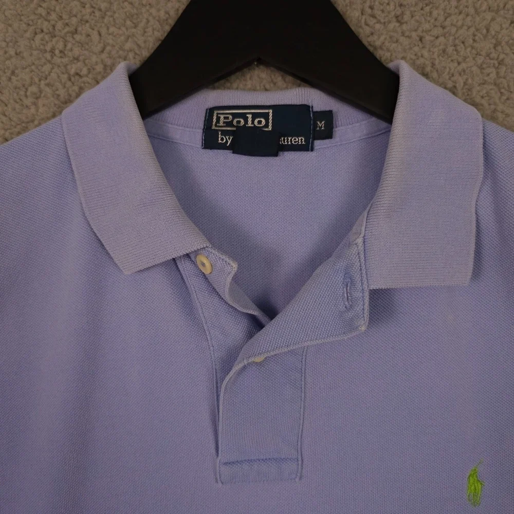 Vintage Polo Ralph Lauren Polo Shirt Mens Medium Blue Bleached Grunge Preppy USA